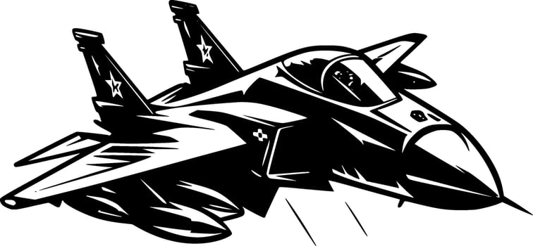 Fighter Jet, Minimalist and Simple Silhouette - Vector illustration