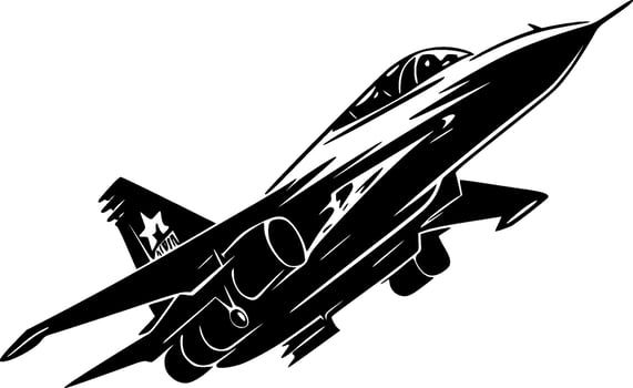 Fighter Jet - Minimalist and Flat Logo - Vector illustration
