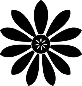 Flower - Black and White Isolated Icon - Vector illustration