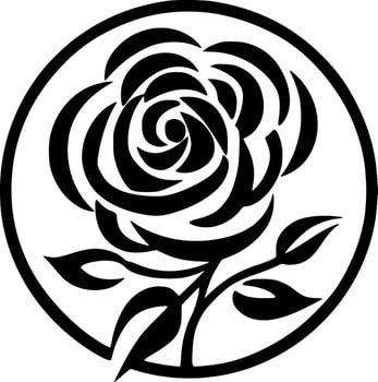 Flower - Black and White Isolated Icon - Vector illustration