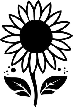 Flower - Black and White Isolated Icon - Vector illustration