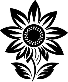 Flower - Black and White Isolated Icon - Vector illustration