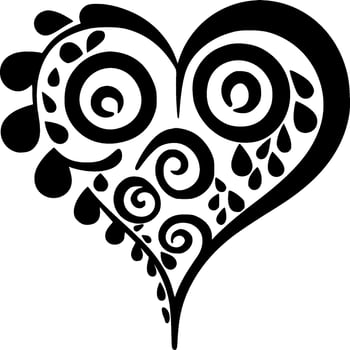 Heart, Black and White Vector illustration