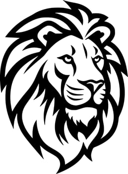 Lion - Black and White Isolated Icon - Vector illustration