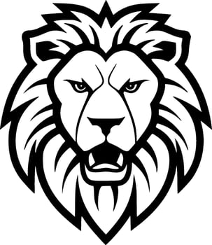 Lion, Black and White Vector illustration