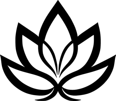 Lotus Flower - Black and White Isolated Icon - Vector illustration