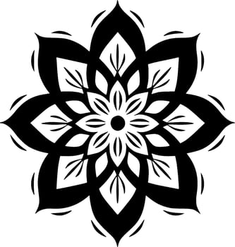 Mandala - Black and White Isolated Icon - Vector illustration