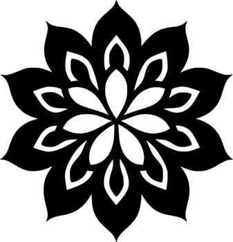 Mandala - Black and White Isolated Icon - Vector illustration