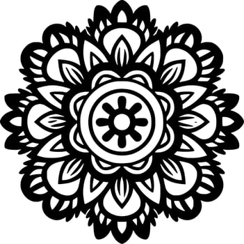 Mandala, Black and White Vector illustration