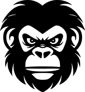 Monkey, Black and White Vector illustration