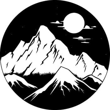 Mountains, Black and White Vector illustration