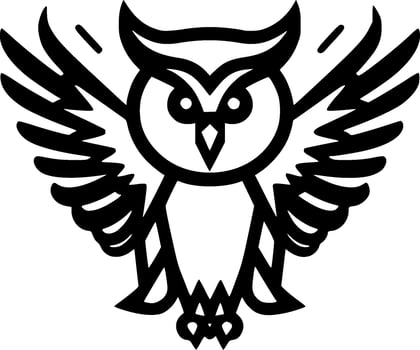 Owl - Black and White Isolated Icon - Vector illustration