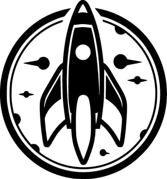 Rocket - Black and White Isolated Icon - Vector illustration
