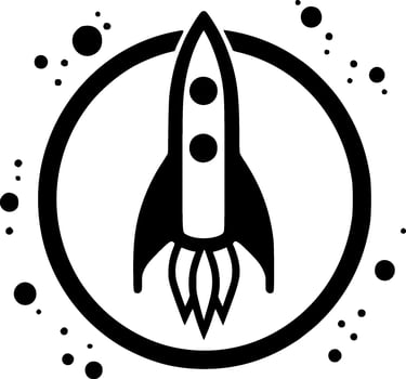 Rocket, Black and White Vector illustration