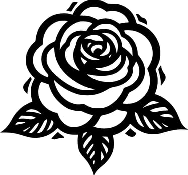 Rose - Black and White Isolated Icon - Vector illustration