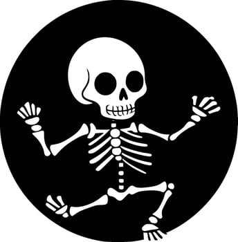 Skeleton, Black and White Vector illustration