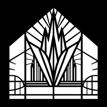 Stained Glass, Black and White Vector illustration