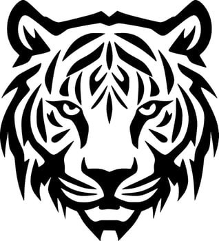 Tiger, Black and White Vector illustration