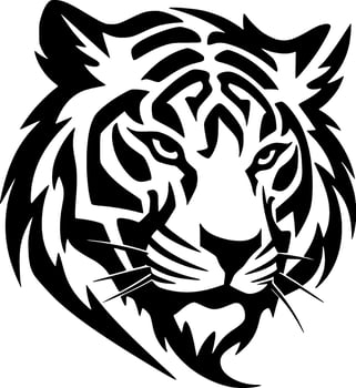 Tiger - Black and White Isolated Icon - Vector illustration