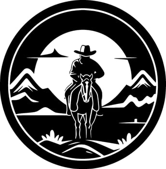 Western - Black and White Isolated Icon - Vector illustration