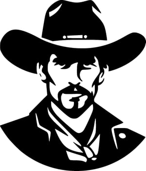 Western, Black and White Vector illustration