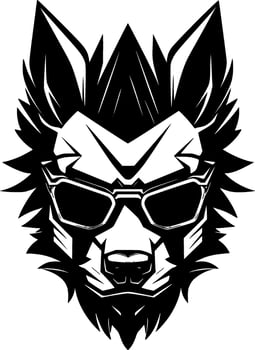 Wolf, Black and White Vector illustration