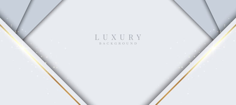 Elegant abstract background with shiny gold and silver lines. White luxury background vector