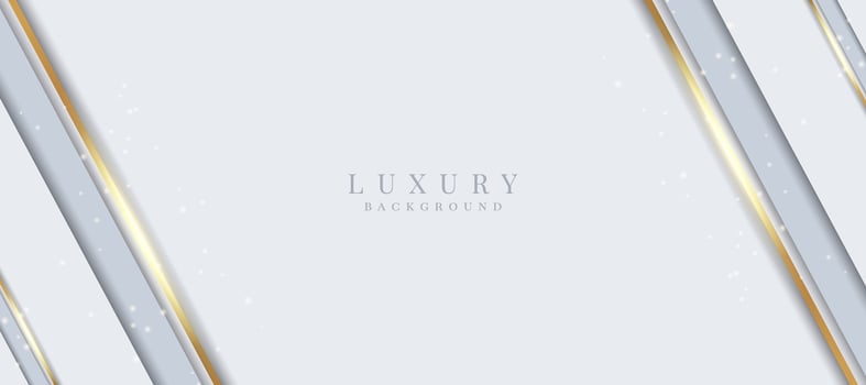 Elegant abstract background with shiny gold and silver lines. White luxury background vector