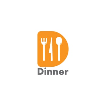 letter d  spoon fork knife restaurant logo vector