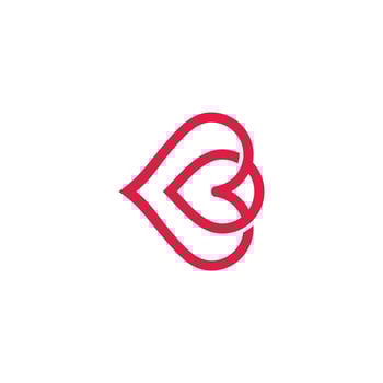 letter b cute baby love heart location logo vector