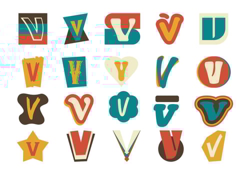 Alphabet Ransom Note V Set vector