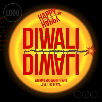 Diwali wishing greetings with happy Diwali text having a firecrackers theme. vector