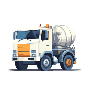Ai generated concrete mixer truck on transparent background png