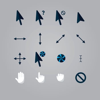 Colorful circular arrow, cursor ribbons set vector