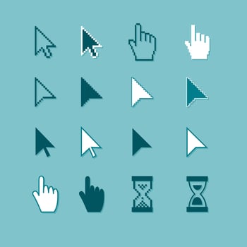 Colorful circular arrow, cursor ribbons set vector