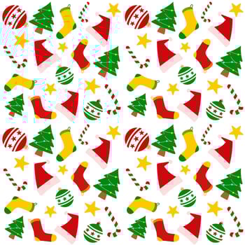 Seamless pattern Christmas symbols decoration background for design, paper wrap, card vector