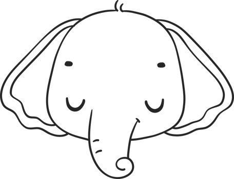 Baby Elephant Outline animal cartoon doodle hand drawing png