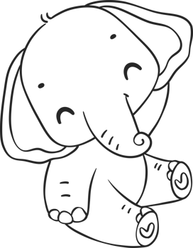 Baby Elephant Outline animal cartoon doodle hand drawing png
