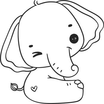 Baby Elephant Outline animal cartoon doodle hand drawing png