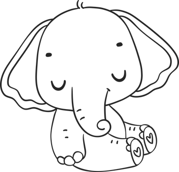 Baby Elephant Outline animal cartoon doodle hand drawing png