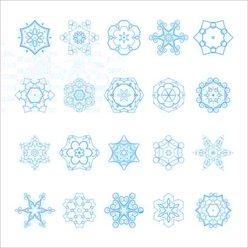 snowflake vector christmas and new year decorative elements set