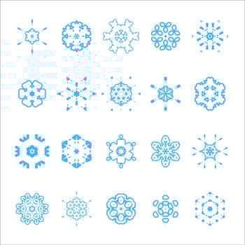 Winter snowflakes icons on white background vector