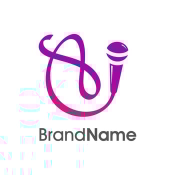 Stylish Initial A Microphone Logo vector