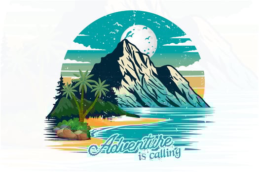 Adventure is calling outdoor hand drawn t shirt print illustration vector
