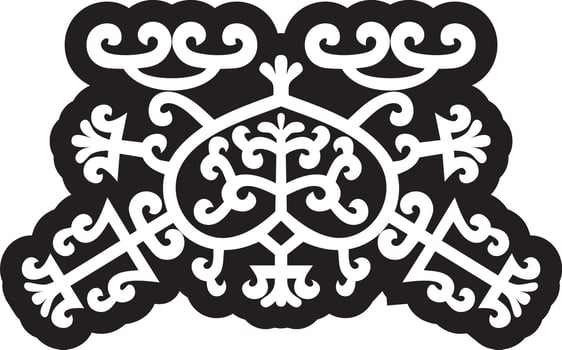 Vector monochrome Yakut national ornament. Ethnic pattern of northern peoples of Siberia, tundra, taiga, Far East. Sacred folk amulet, talisman.