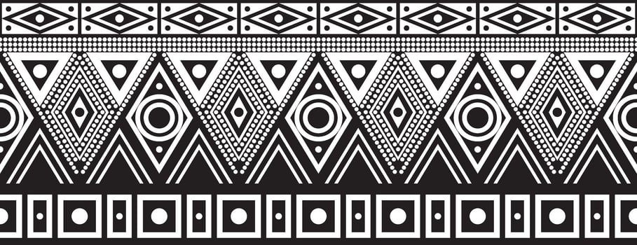 Vector monochrome seamless Native American border. Endless pattern of indigenous peoples of America, Aztecs, Mayans, Incas. Native American ornament.