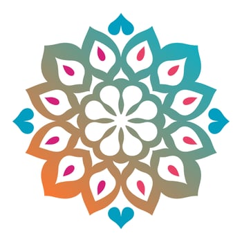 Free Gradient Mandala Art vector Icon isolated on a White Background, Islamic mandala, Circle Colorful mandala