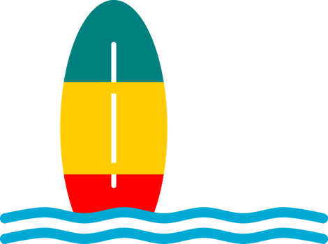 Surfboard sport with linw wave water sea icon png