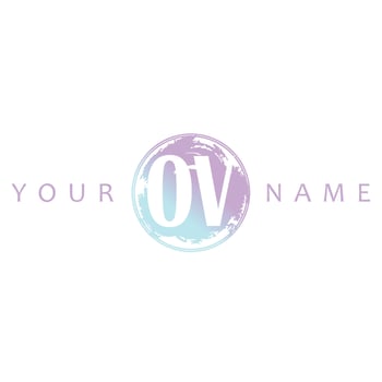 OV Initial Logo Watercolor Vector Design