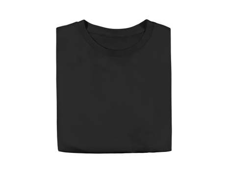 Isolated fold black blank fold T-shirt product for design concept mock up png